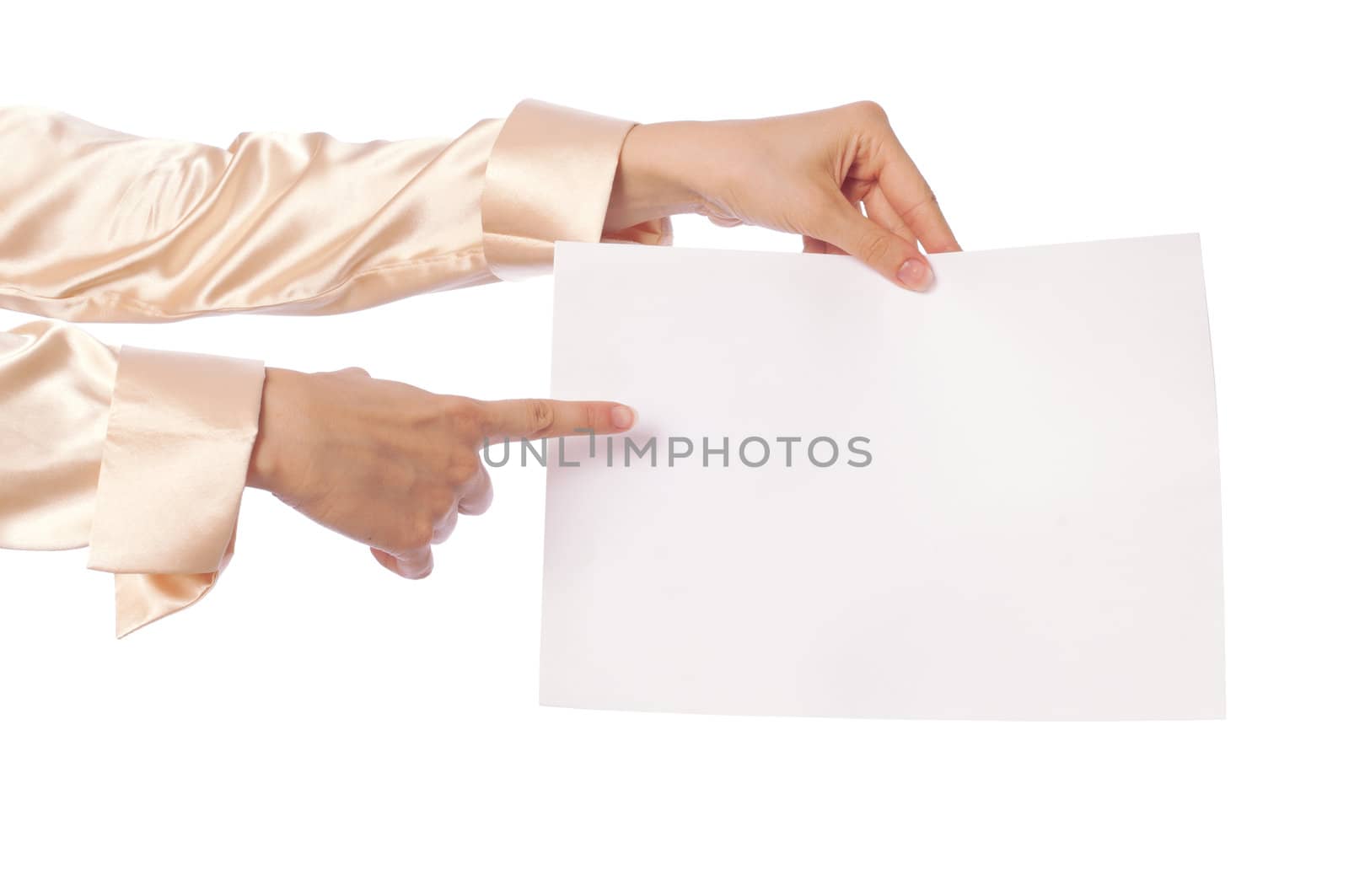 The new worker holds the white blank paper in the hand