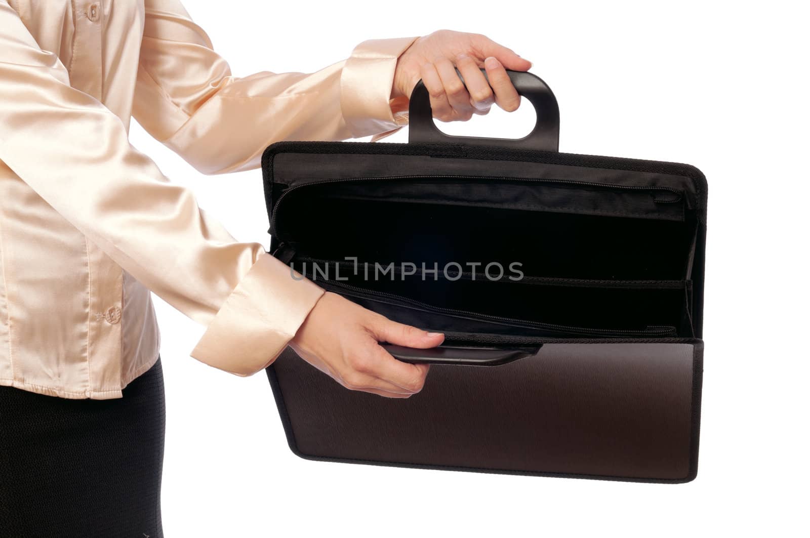 Suitcase with blank contracts for new employees