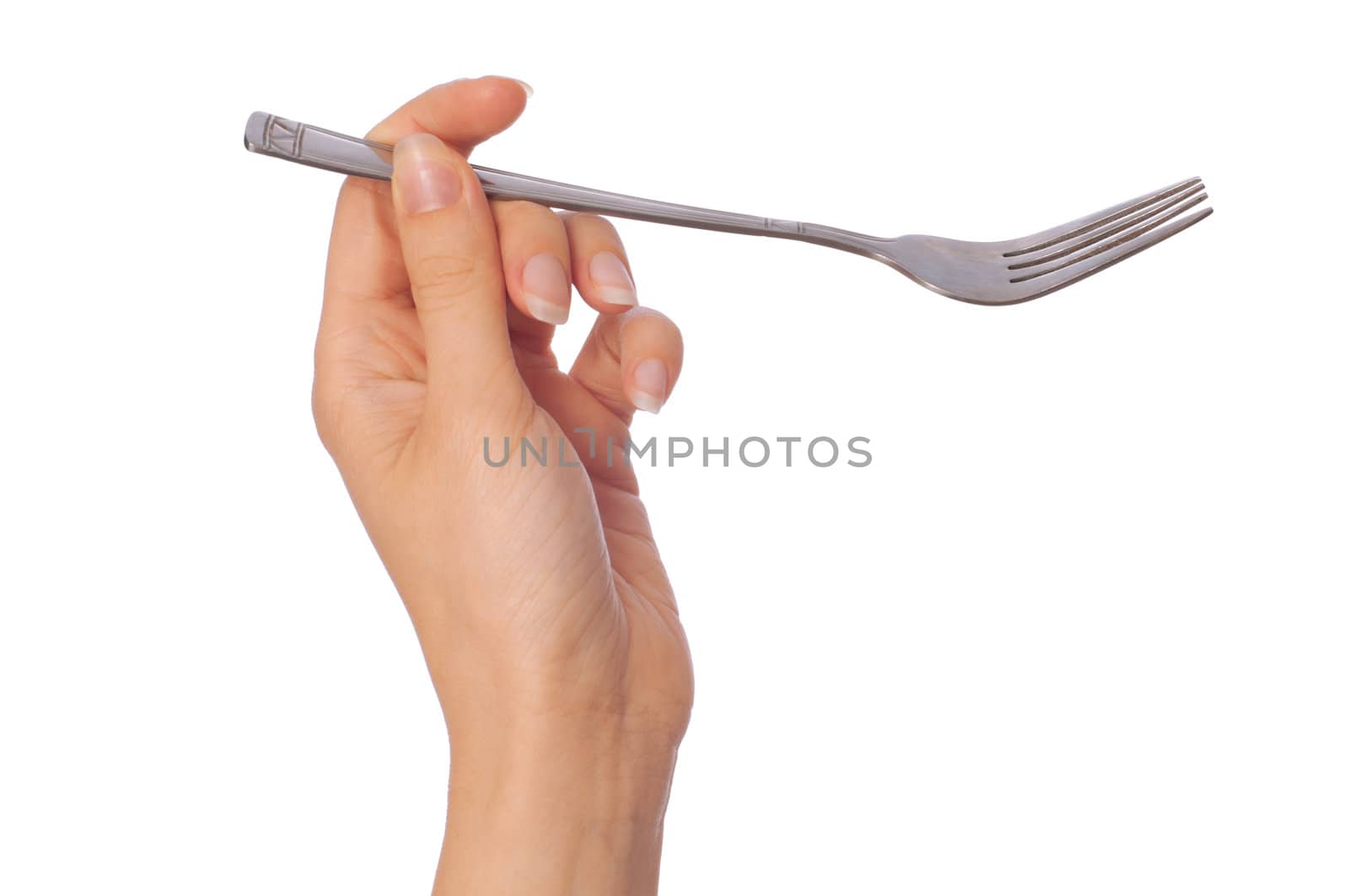 woman holding fork in the hand for feeding a sick person