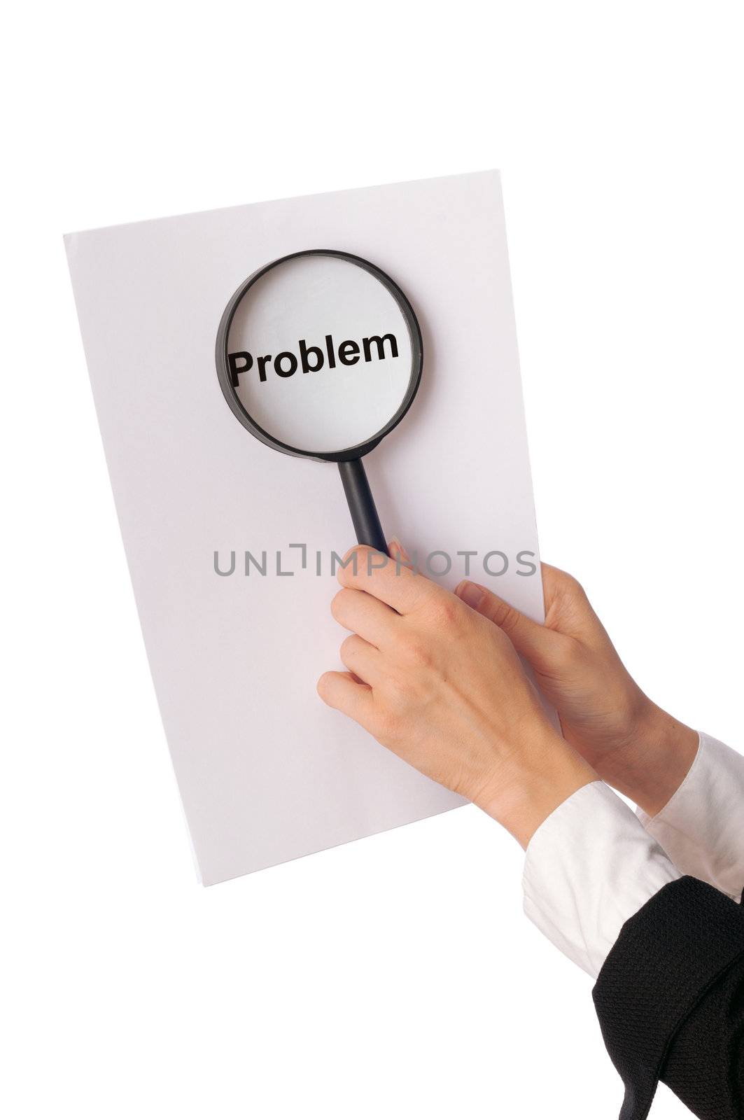 The office worker holds a list of problems in the hands