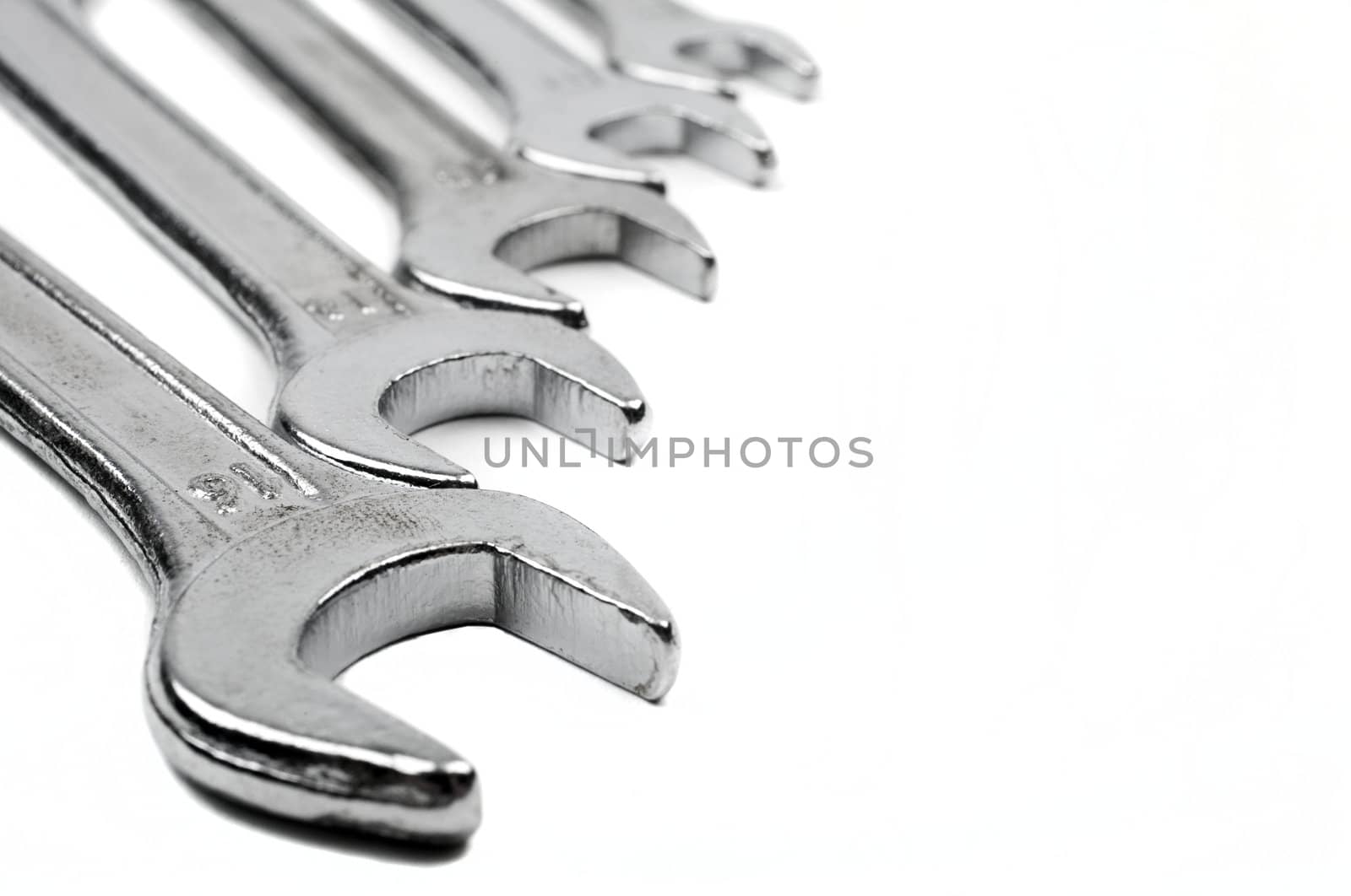 Spanners on a white background.