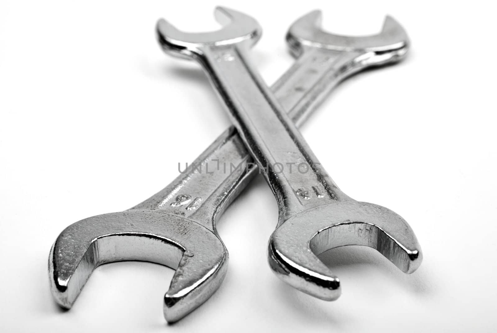 Spanners on a white background.