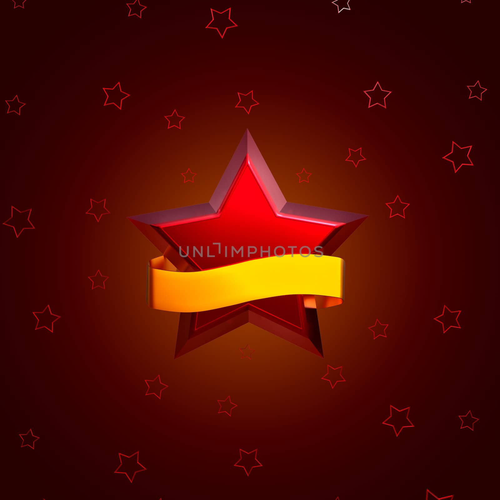 big and small red stars on brown background