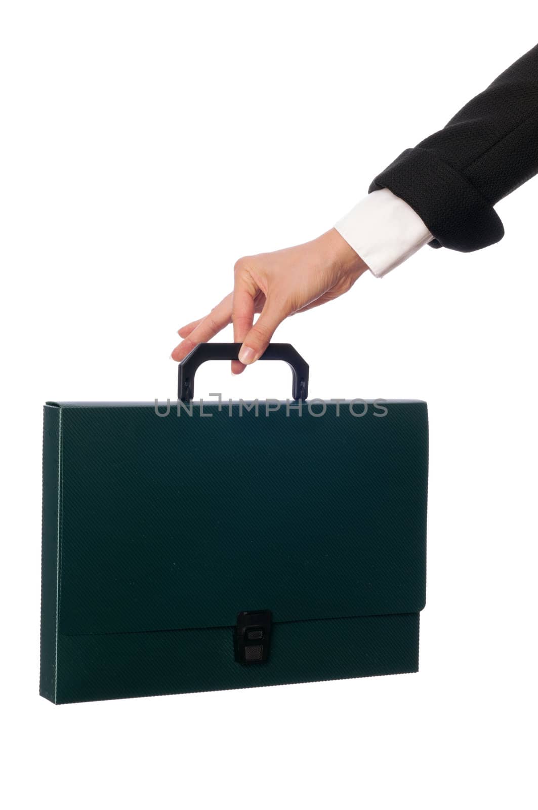 Suitcase with blank contracts for new employees