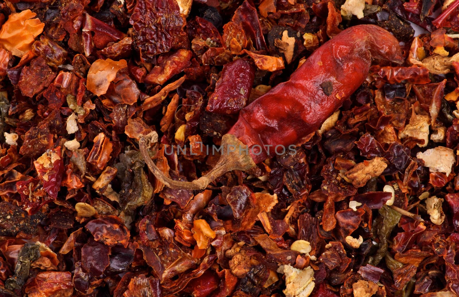 Background of Perfect Dried Crushed Paprika and Chili Pepper close up