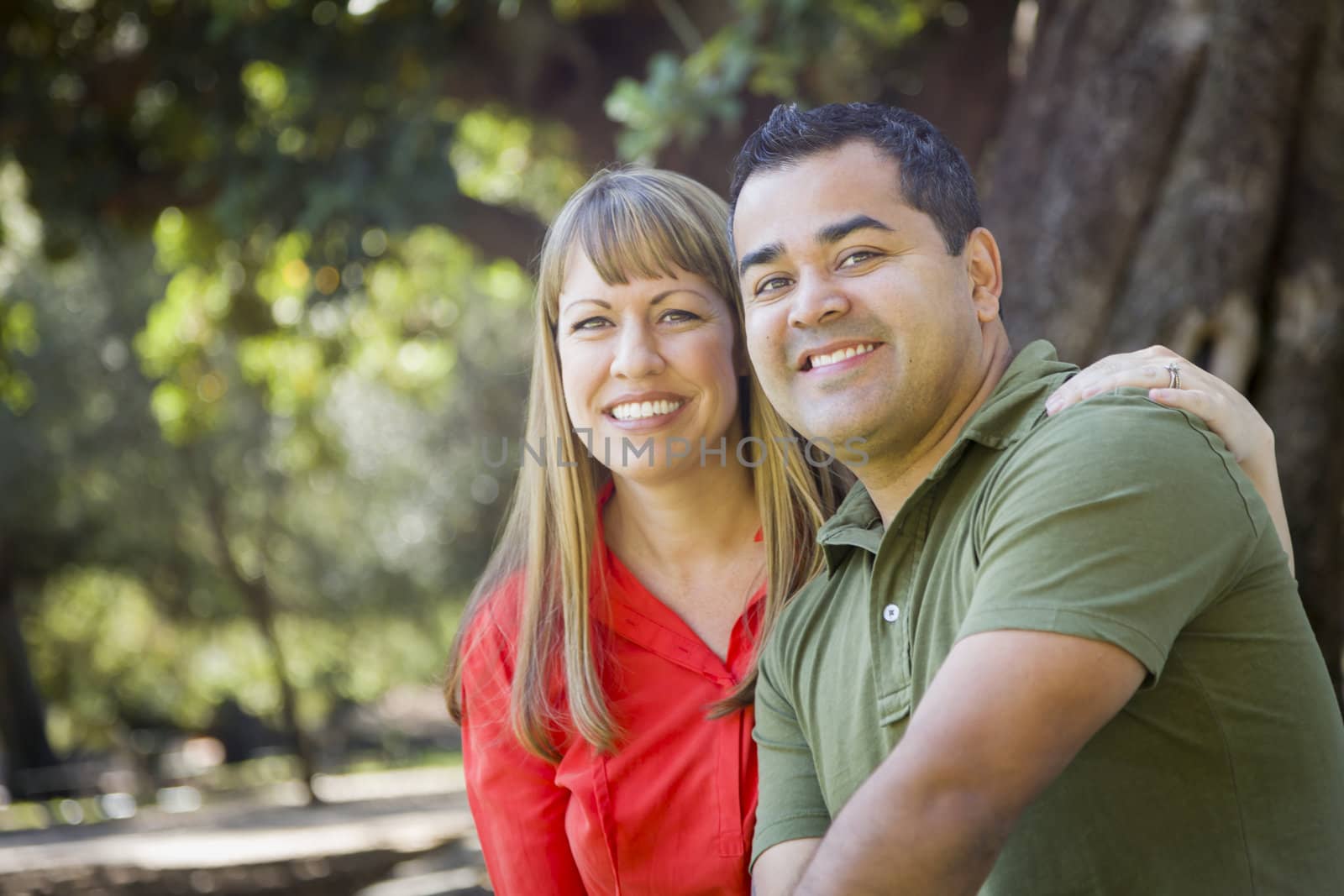 Attractive Mixed Race Couple Portrait at the Park by Feverpitched