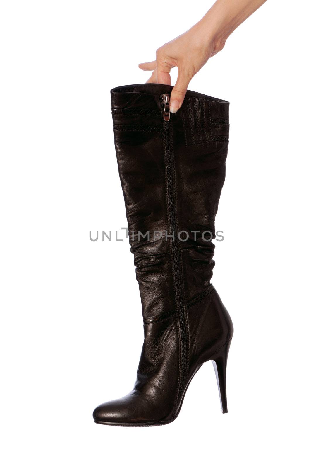 black leather high heel stiletto fetish boots