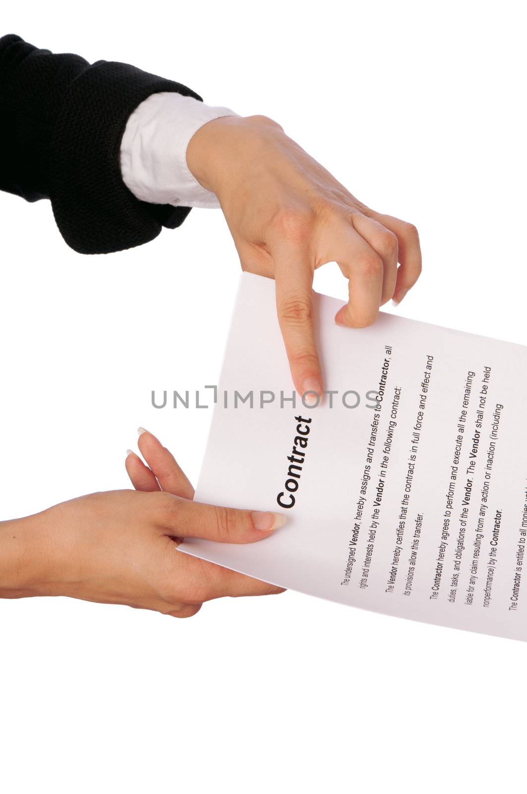 The new worker holds the contract in the hands