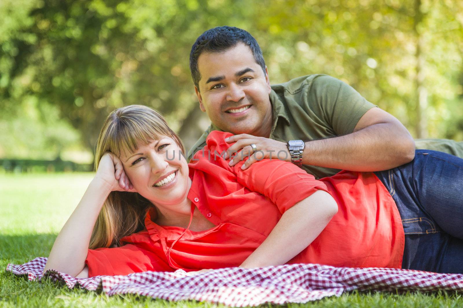 Attractive Mixed Race Couple Portrait at the Park by Feverpitched