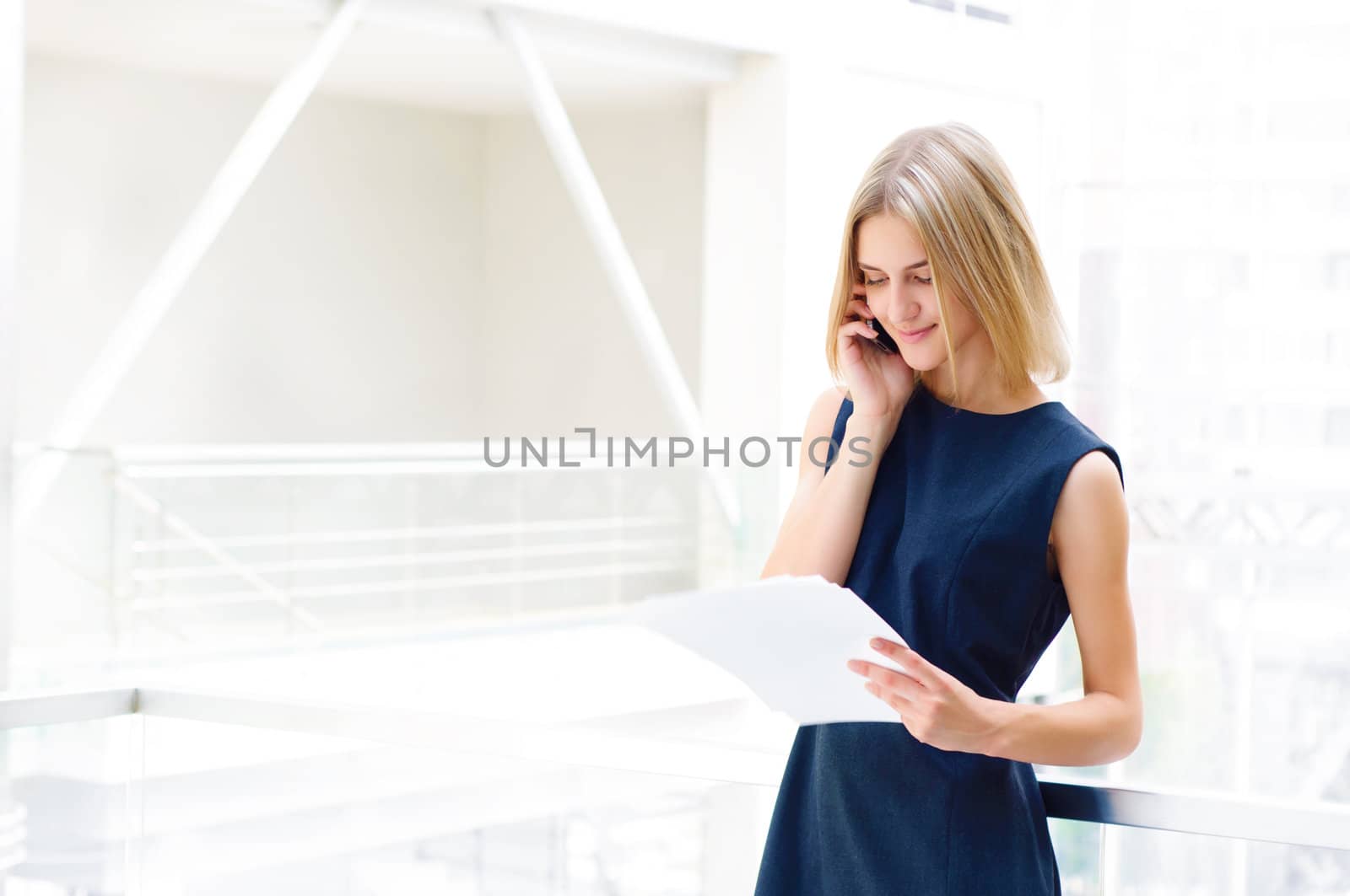 business woman holding reports. Copy space by adam121