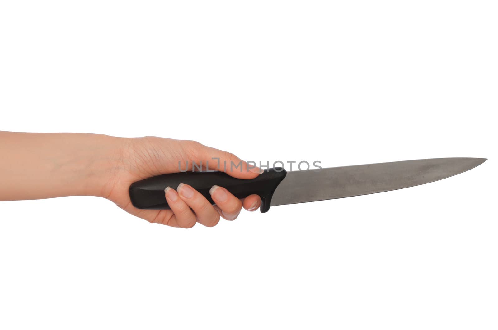woman cooking on the kitchen with knife