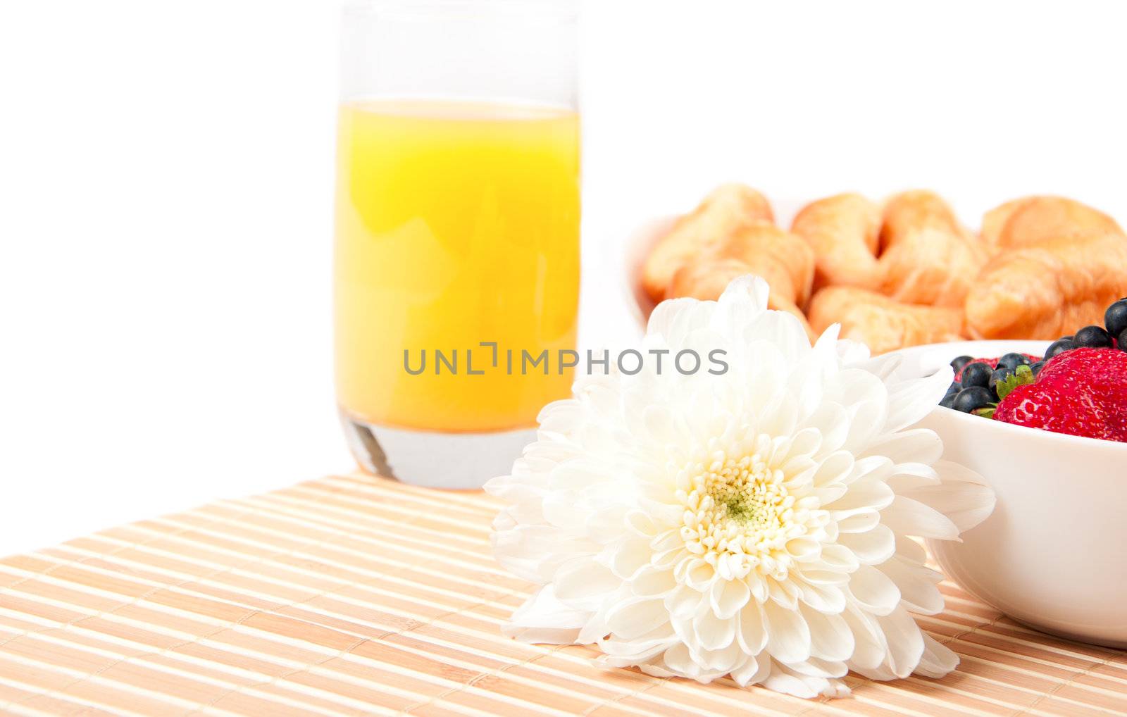 Breakfast with berries,orange juice and croissant by adam121