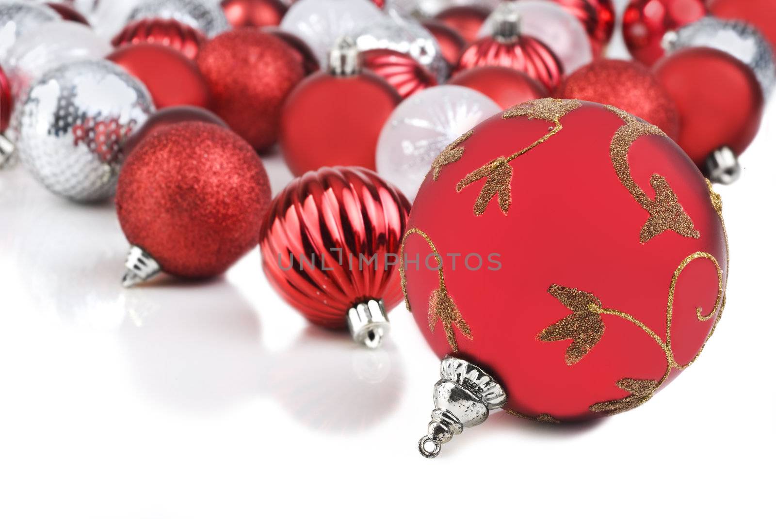 Red christmas bauble ornaments by tish1