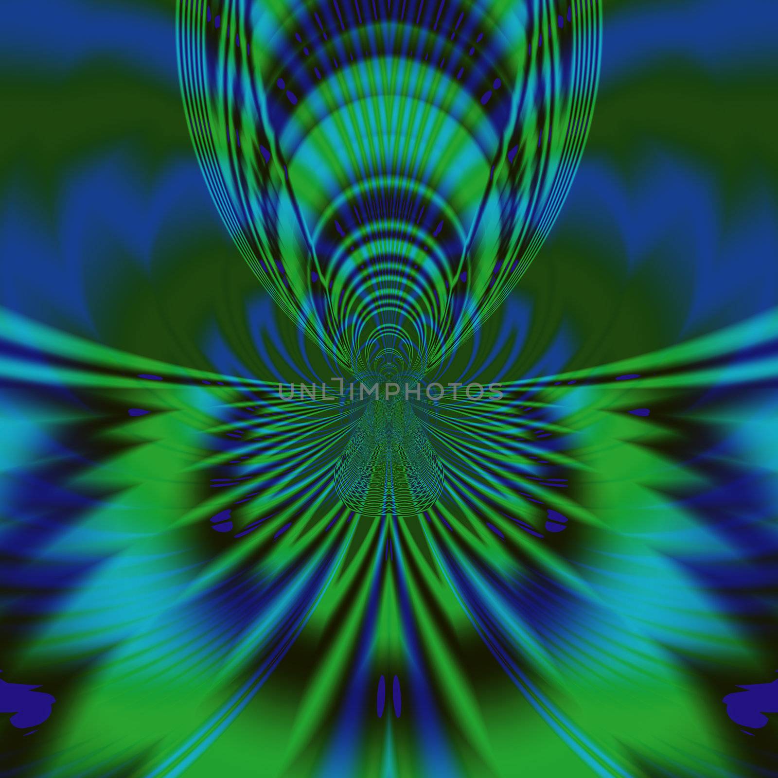 Elegant fractal design, abstract art, blue bird.