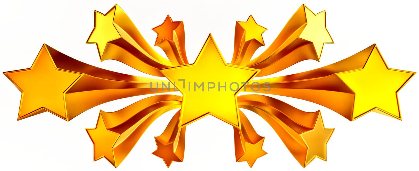 a set of eleven shiny gold stars in motion for advertise