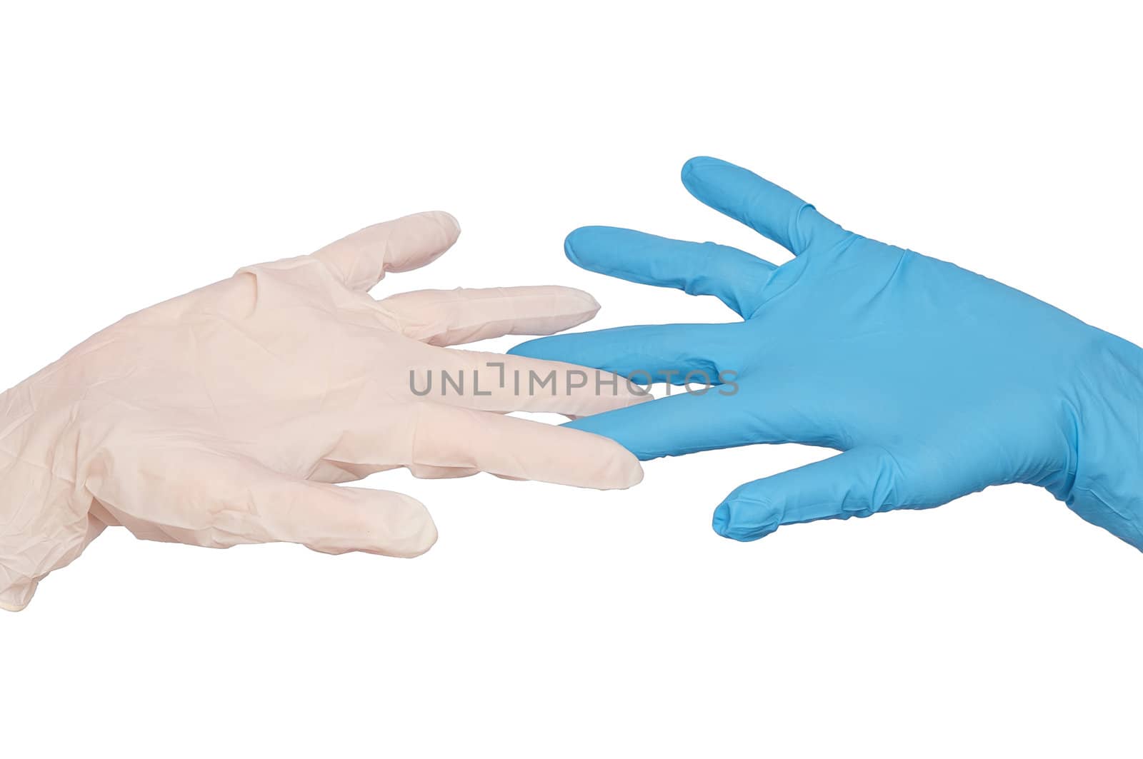 doctor put blue and white sterilized medical glove for making operation