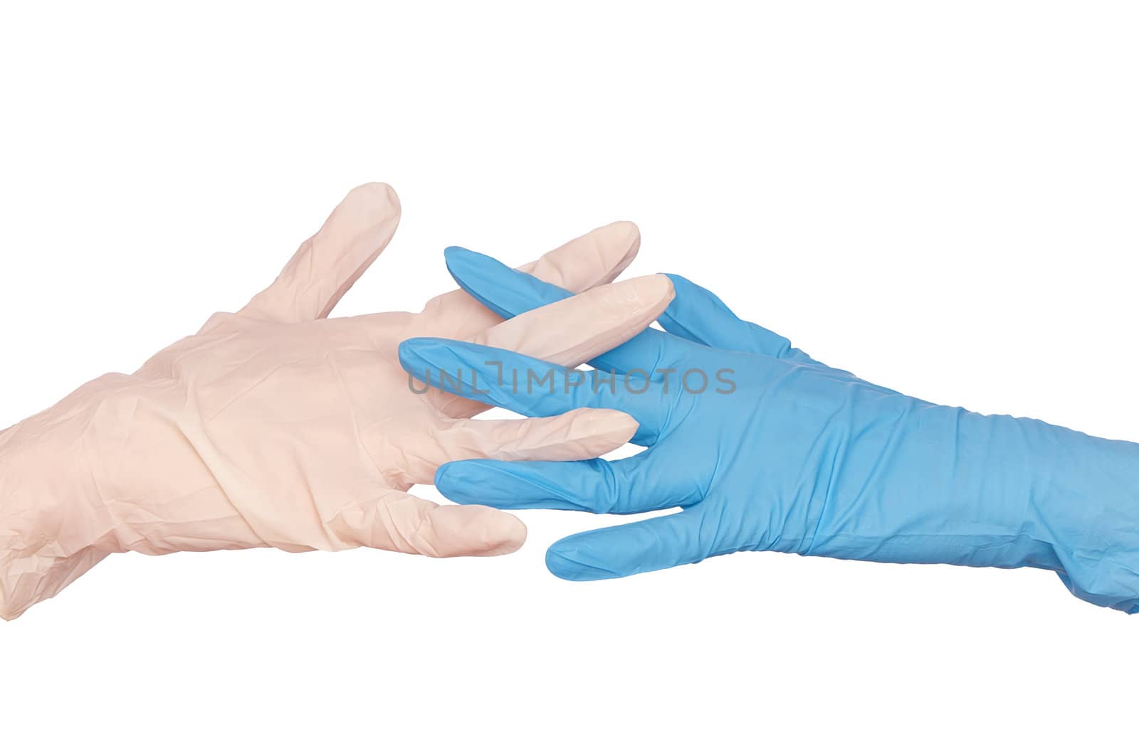 doctor put blue and white sterilized medical glove for making operation