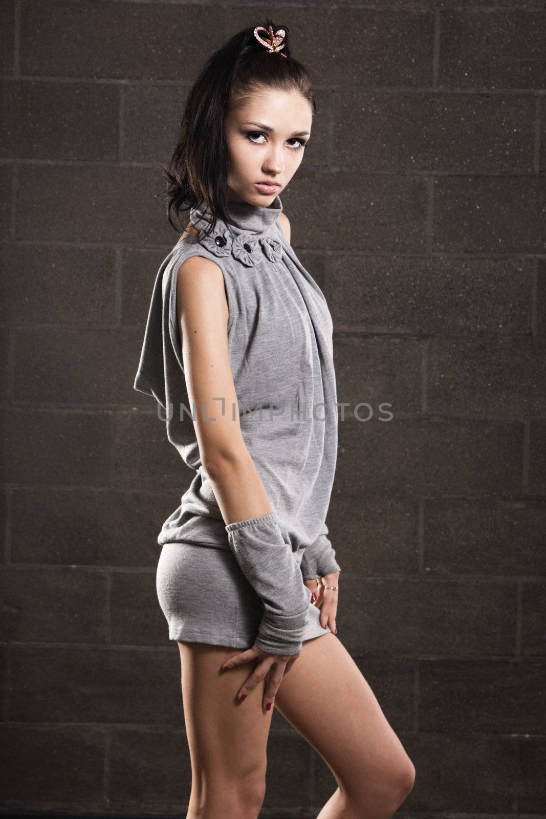 Beautiful slim model studio photo