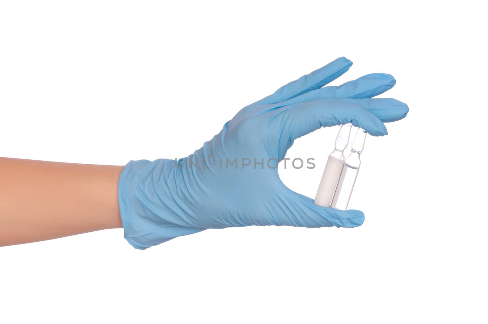 laboratory assistant take two ampules for making a vaccination