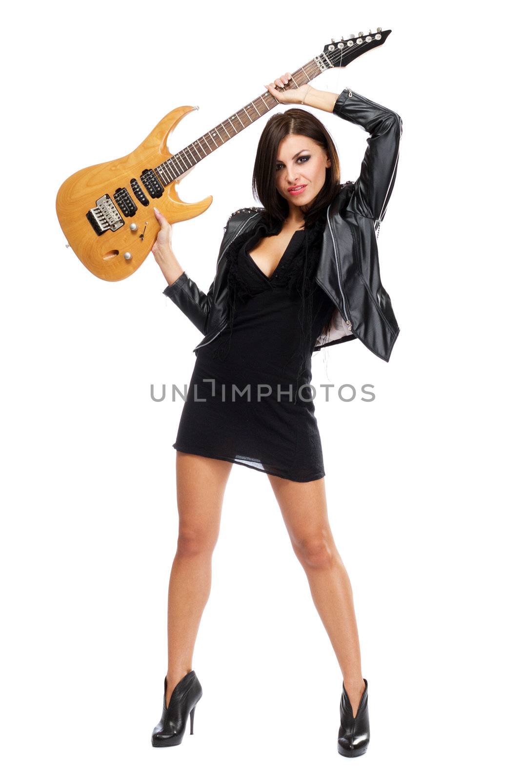 Sexy lady with a guitar by Gdolgikh