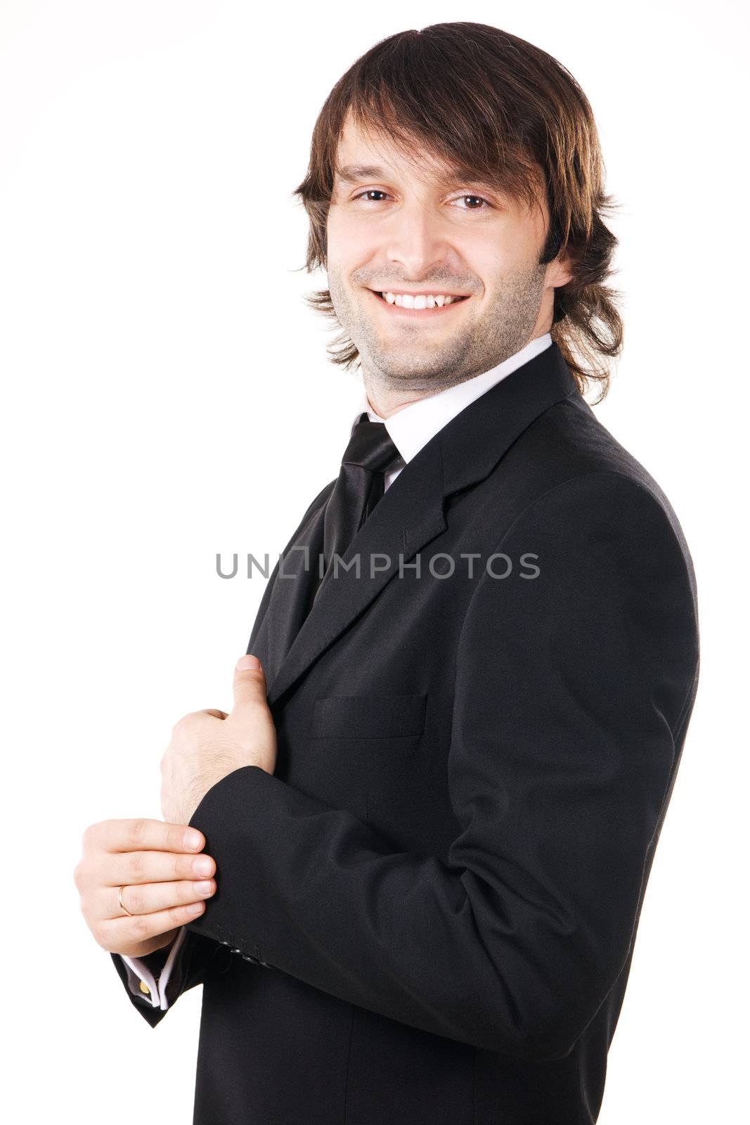 Young handsome man's portrait, white background
