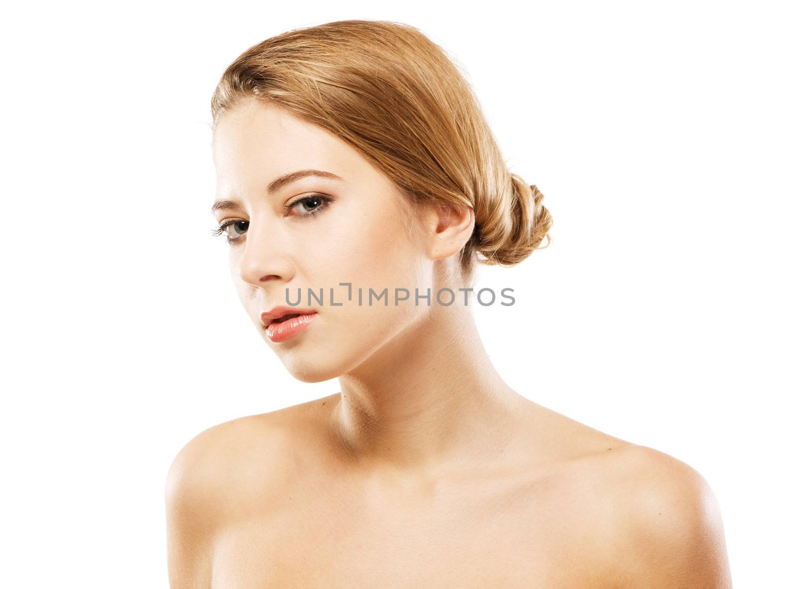 Young beautiful model over white background