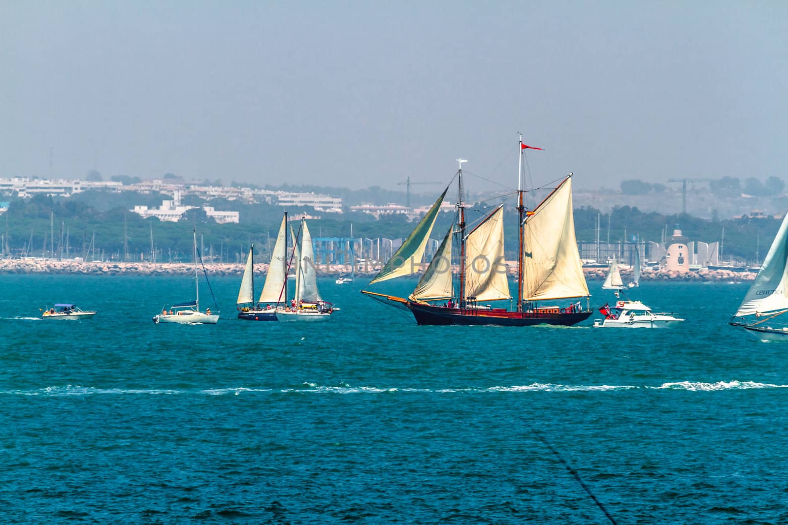 CADIZ, SPAIN - JUL 29: English  Ship, Johanna Lucretia setting sail on the Tall ship races 2012 on July 29 , 2012, in Cadiz , Spain