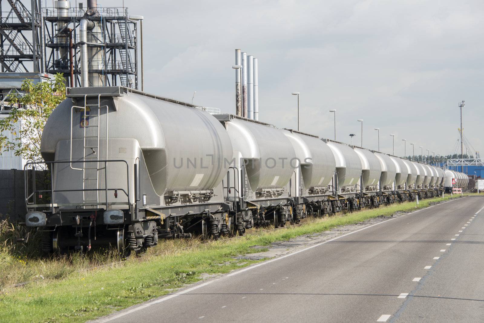 industrial train in industry near rotterdam