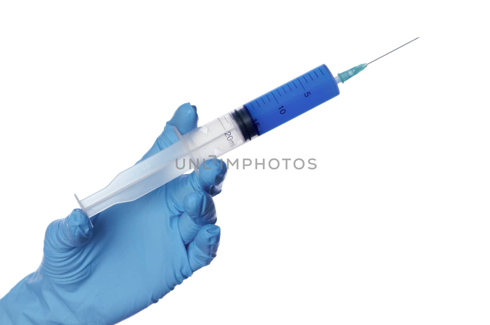 Woman holds in the hand syringe with a new antibiotic