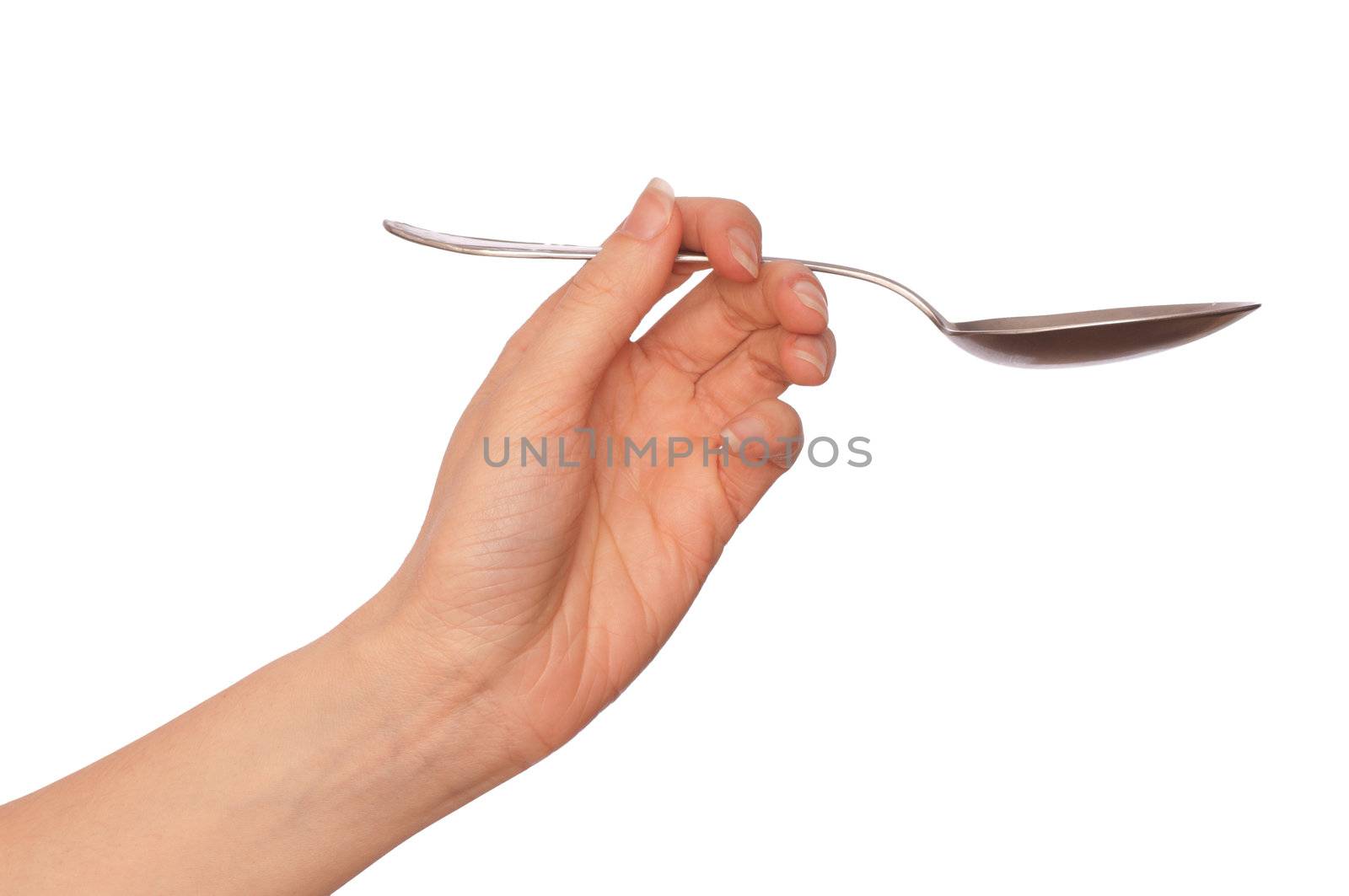 woman holding tablespoon in the hand for feeding a sick person