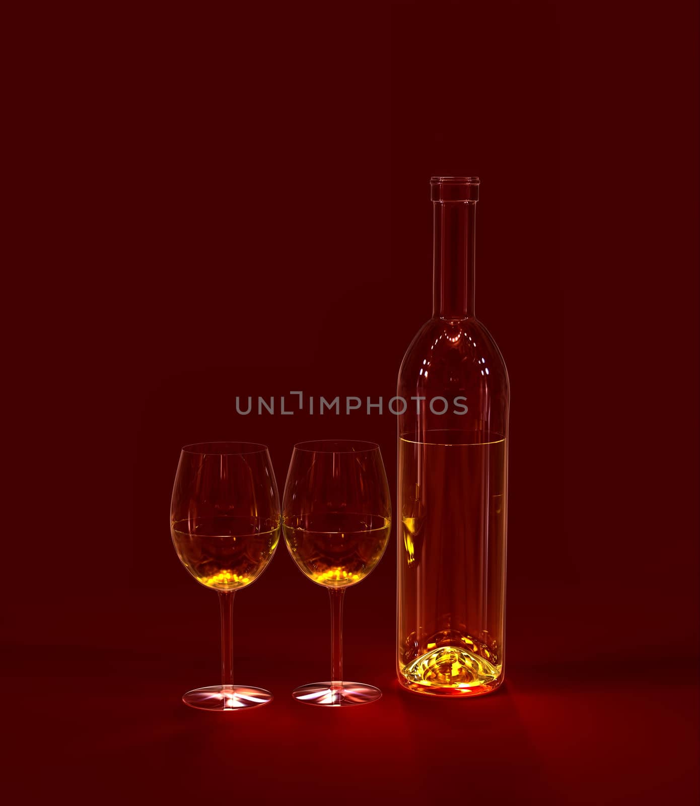 two glasses with red wine for celebration of holiday