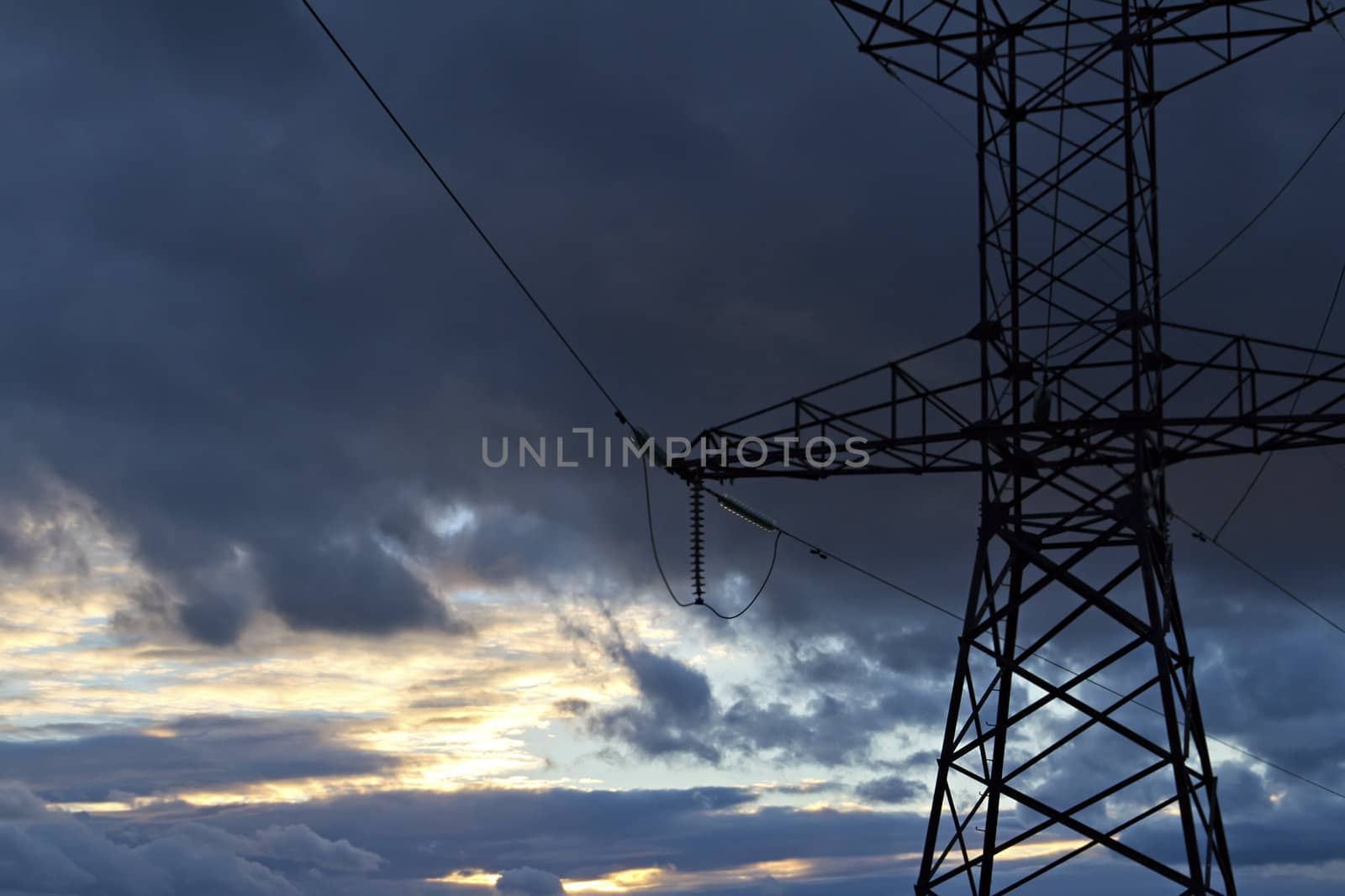 power line against the stormy sky by Plus69