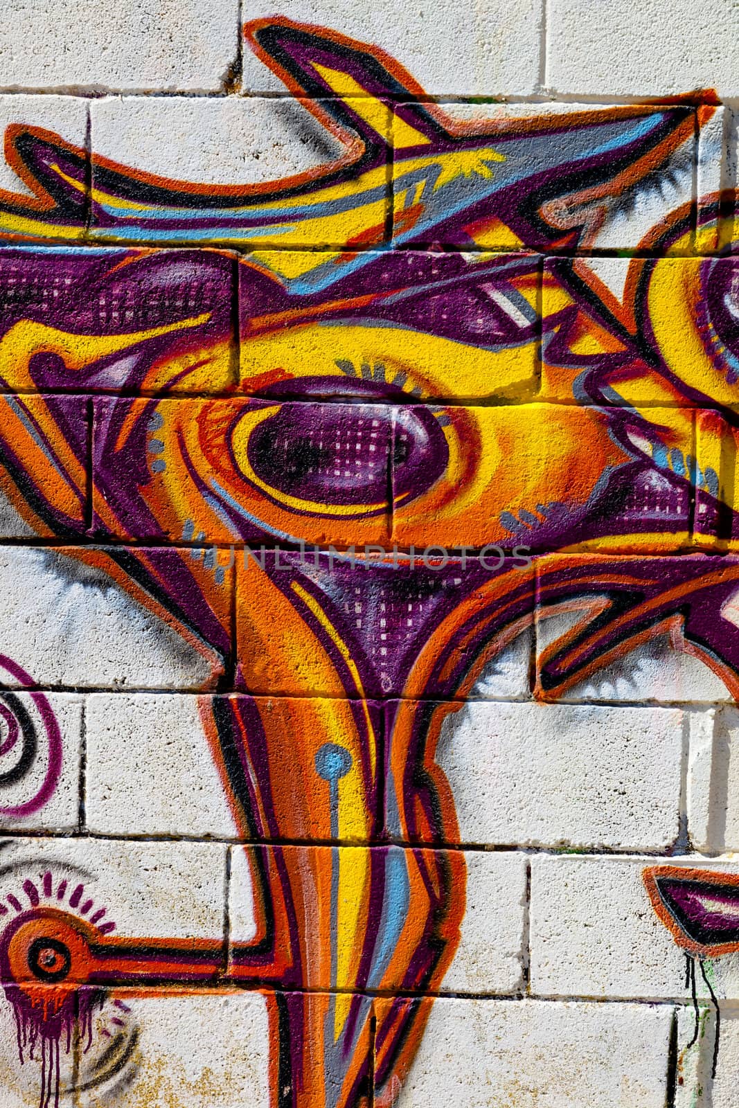 PUERTO REAL, CADIZ, SPAIN-JUL 15: Graffiti of unidentified artist on the first tournament of Graffiti of Puerto Real on Jul 15, 2011, in Puerto Real,  Spain