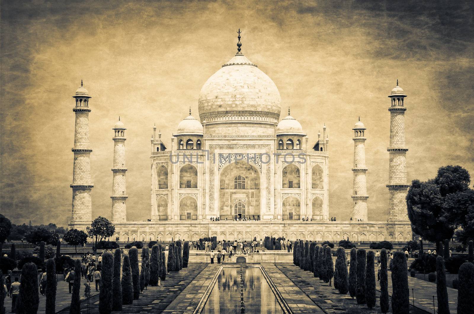 Taj Mahal vintage retro art, Agra, India