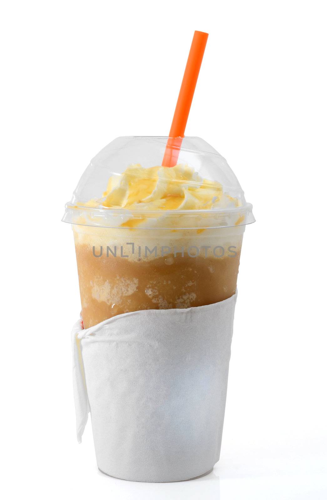 cappuccino frappe with whipping cream, clipping path