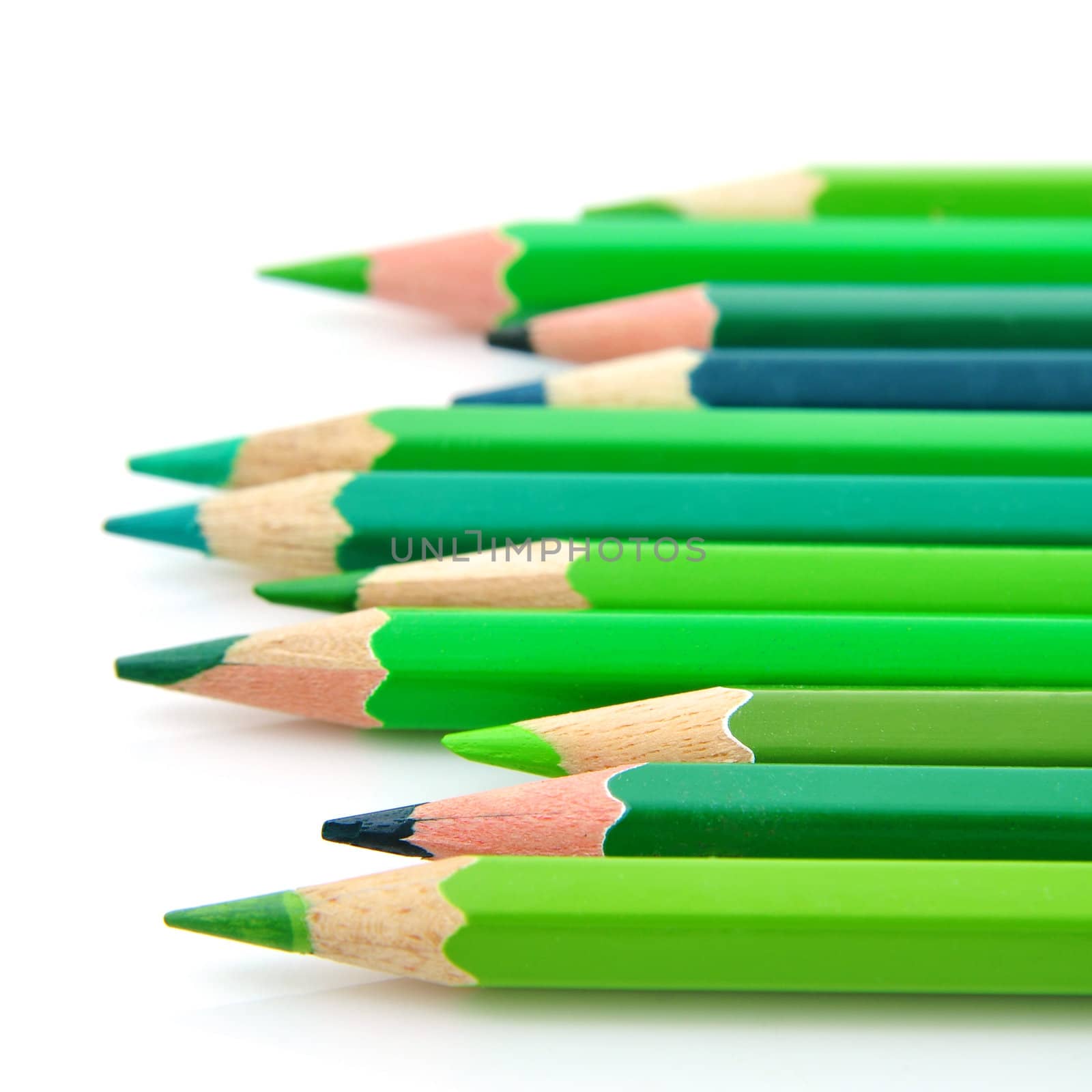 Green color pencils