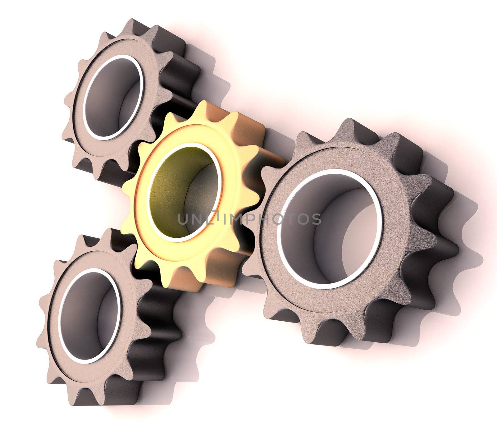 Pinion gear close-up on a white background