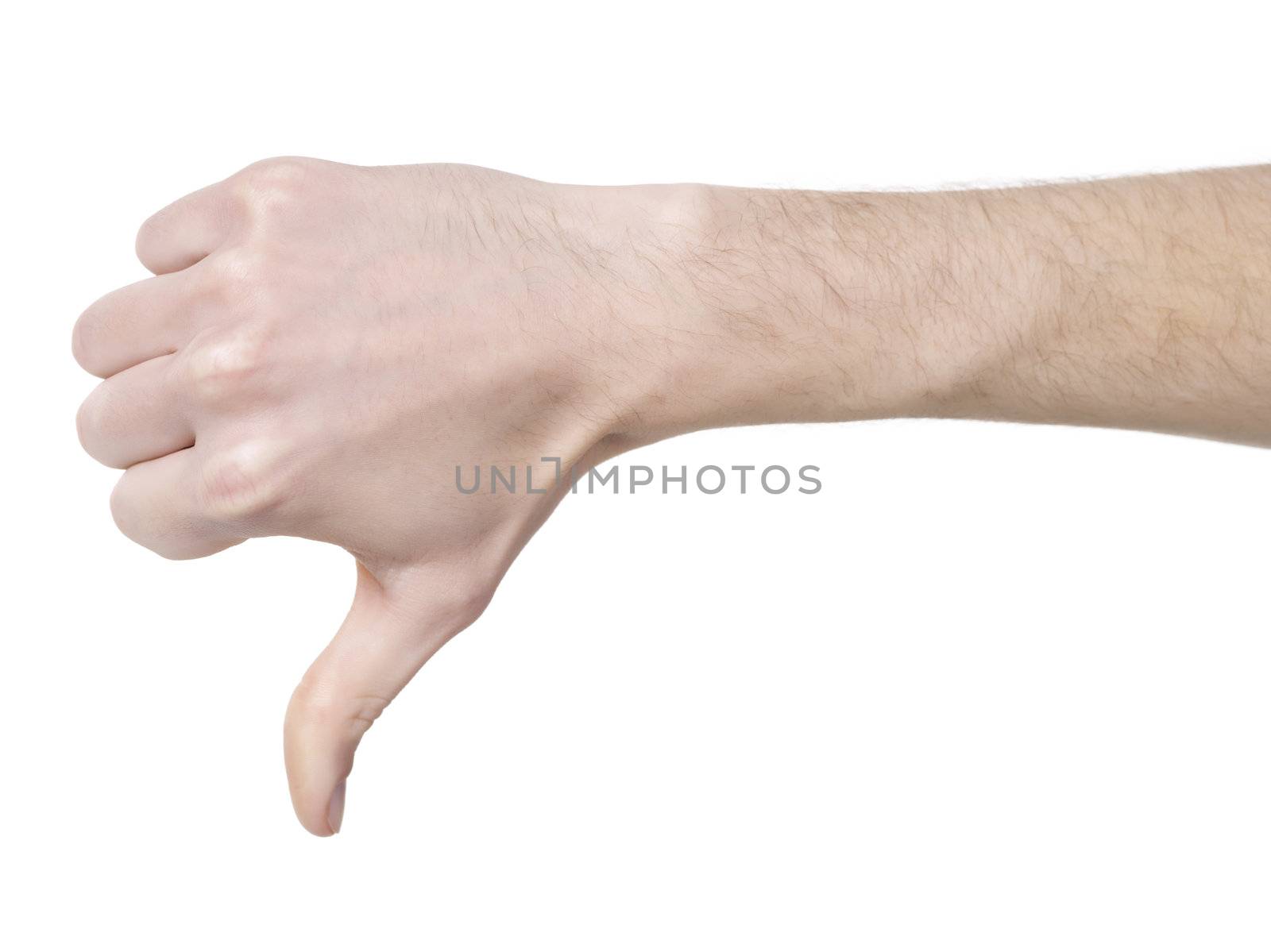 Human hand in disapproved gesture 