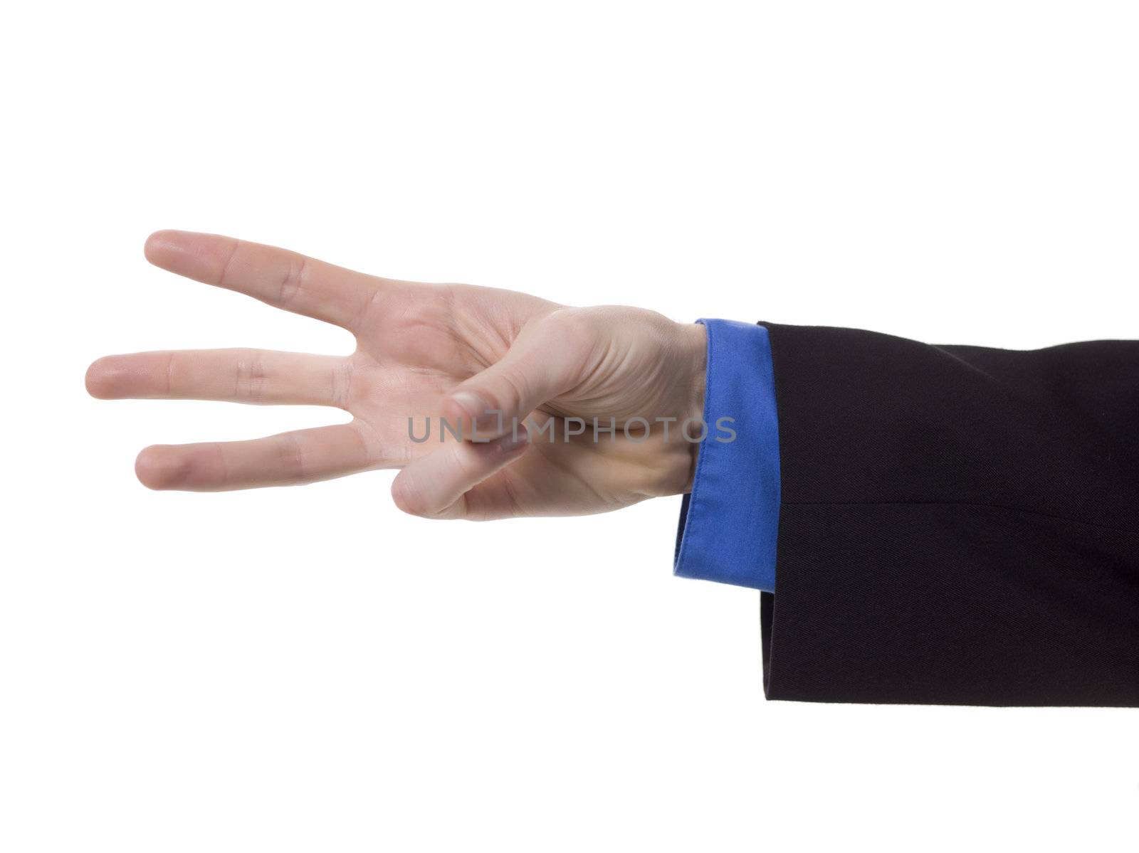 Close up image of businessman hand counting three