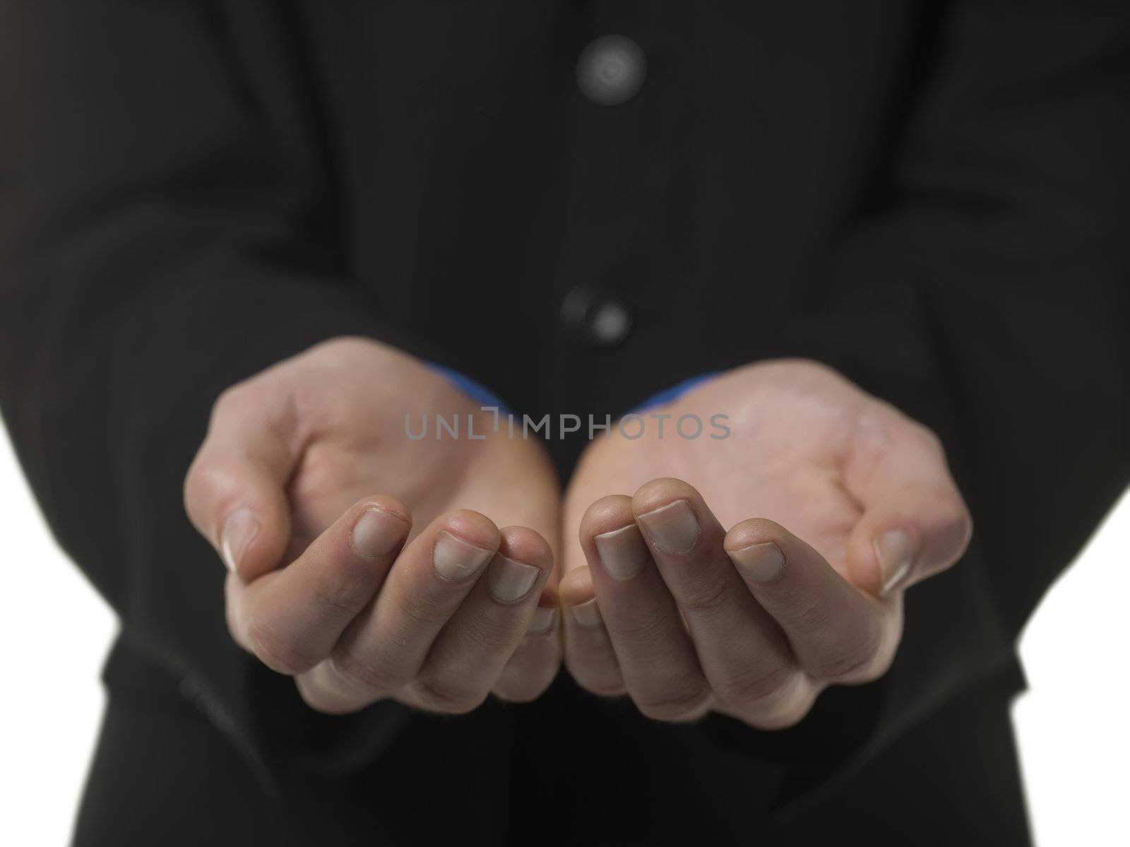 Close up image of human hand in begging gesturing