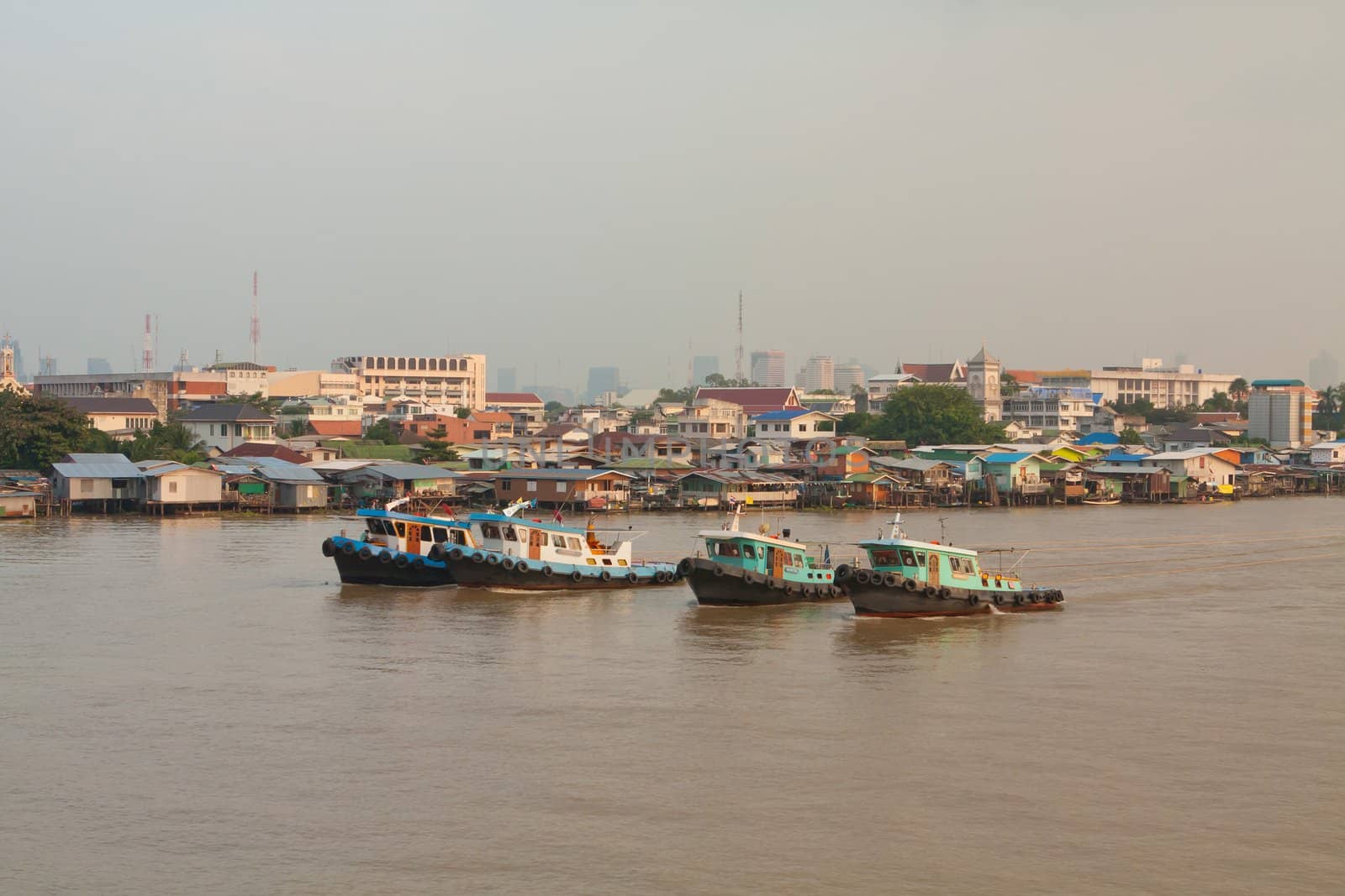 Chao Phraya river on sunset in Bangkok, Thailand