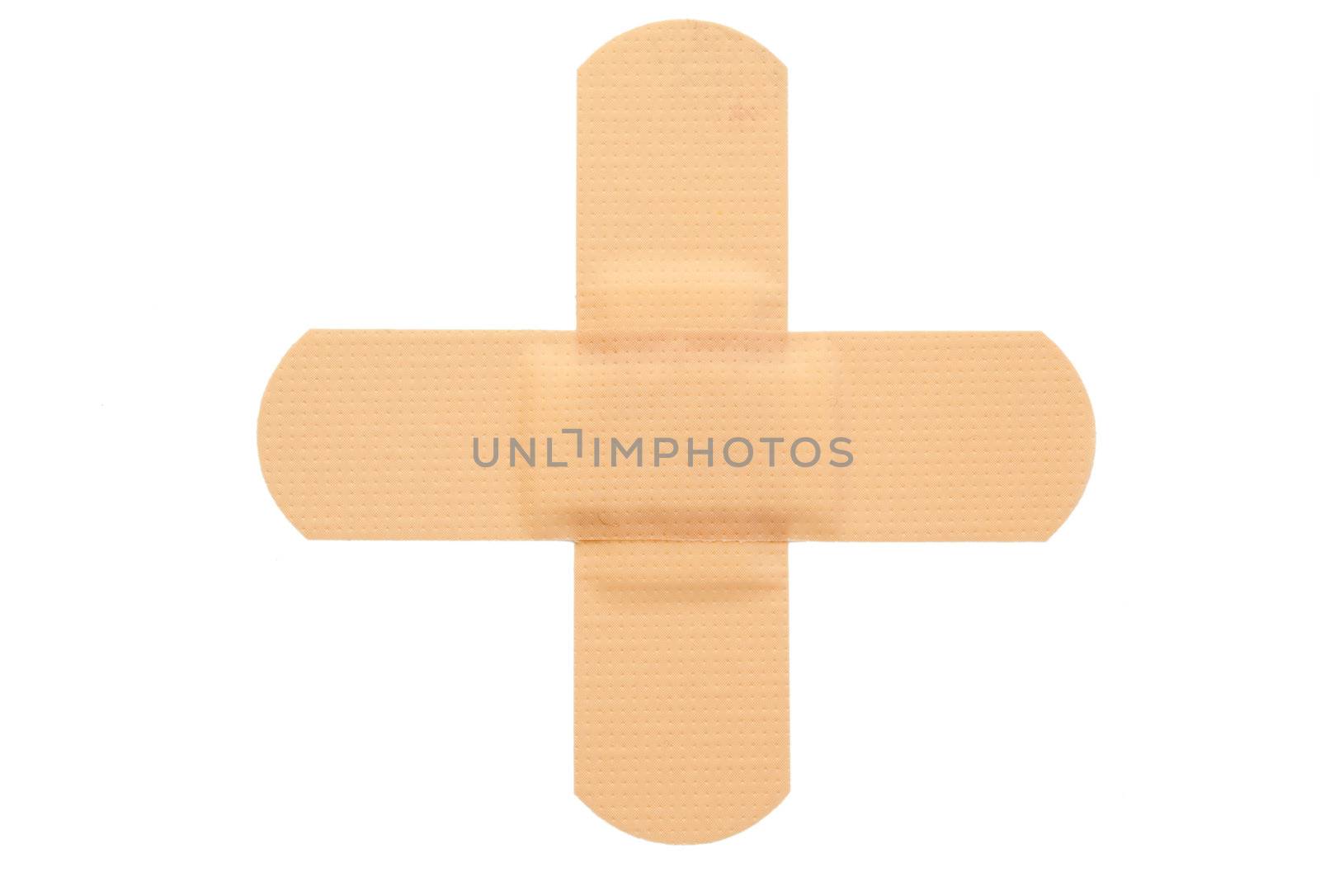 Top view of band-aid on a white background