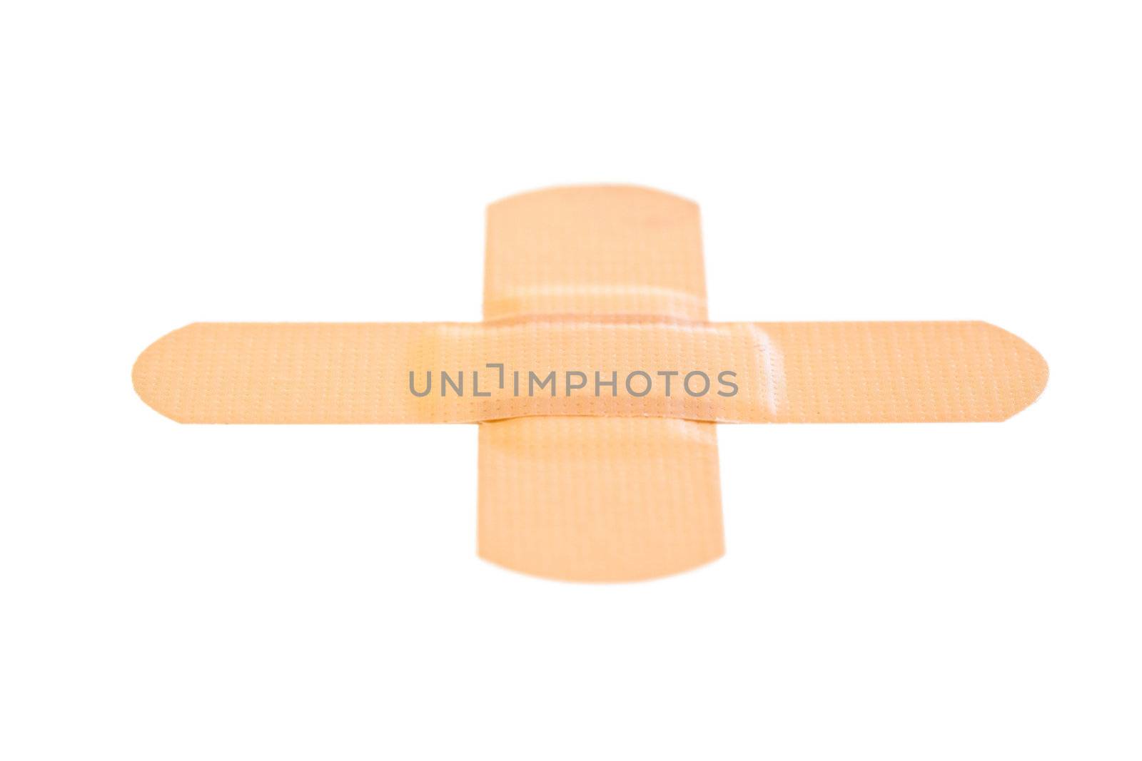 Stuck band-aid on a white background
