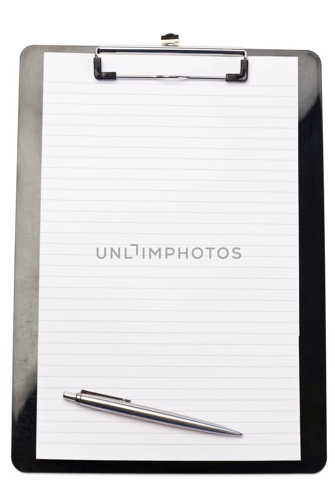 Angled pen at the botom of note pad by Wavebreakmedia