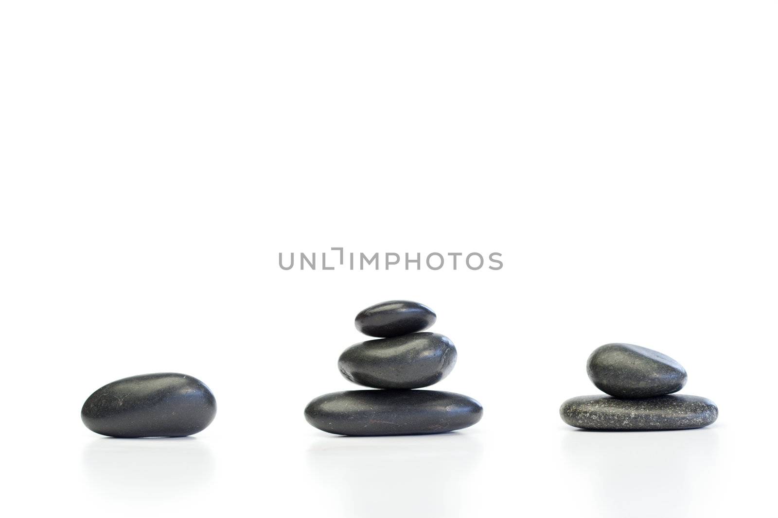Kinds of piled up pebbles on a white background