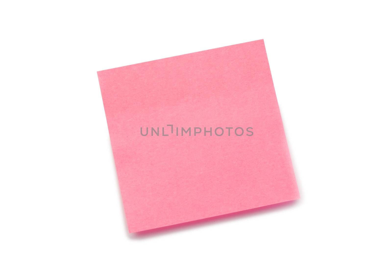 Pink post-it on a white background
