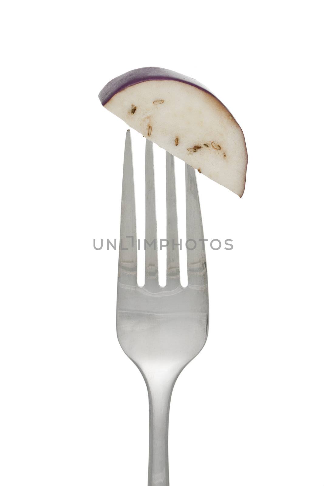fork with slice eggplant by kozzi