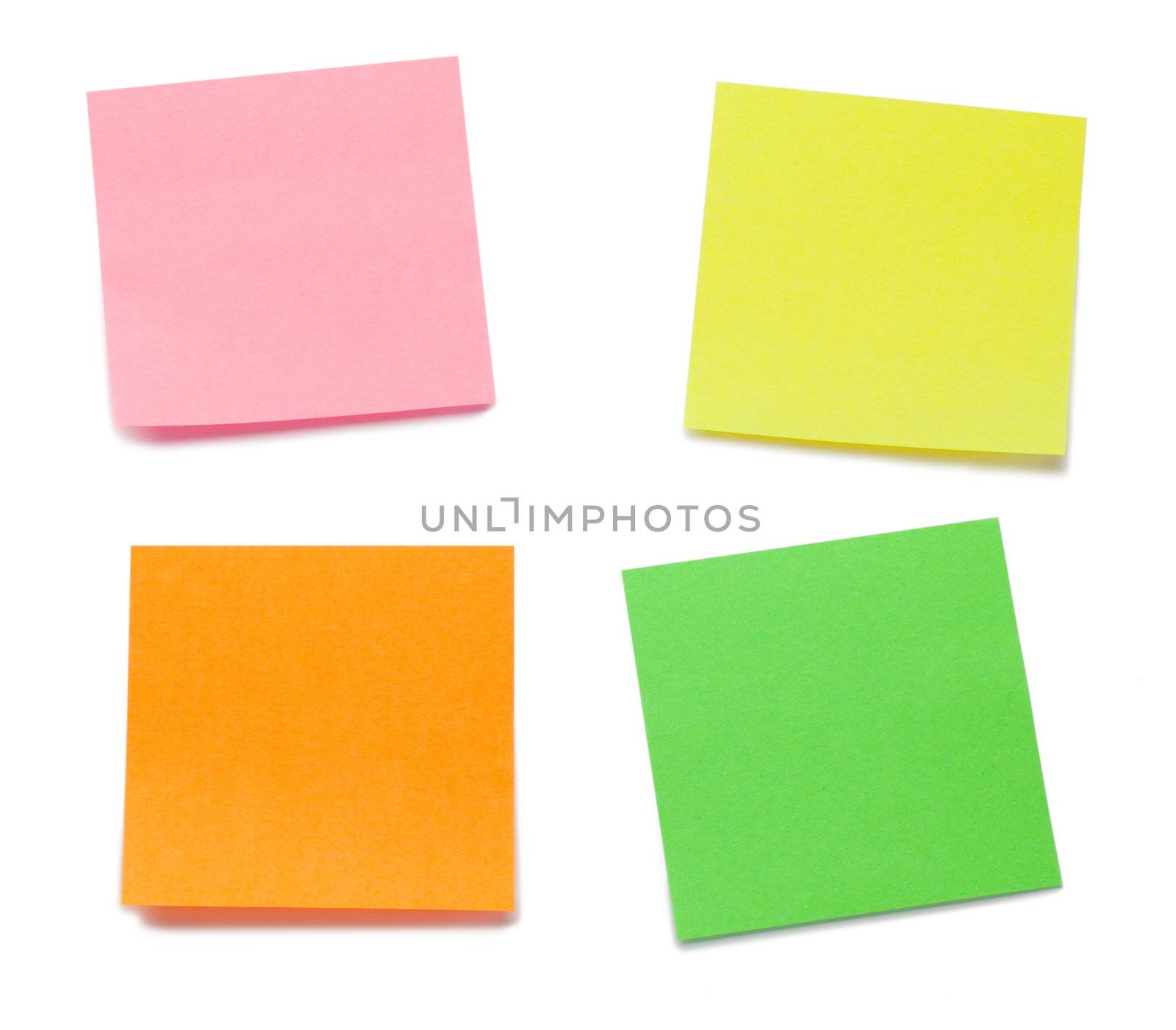 Color post-its on a white background