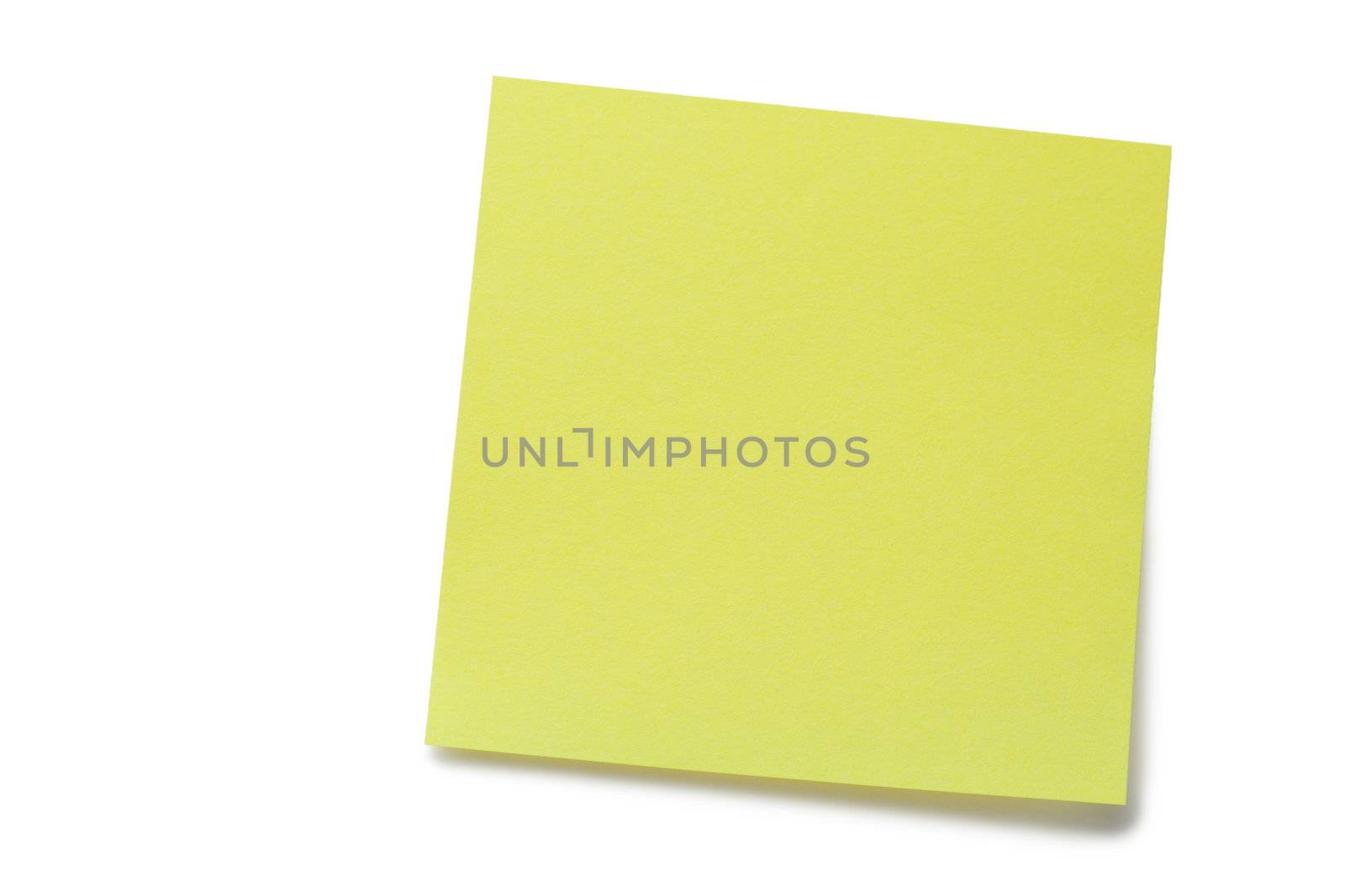 Yellow post-it on a white background