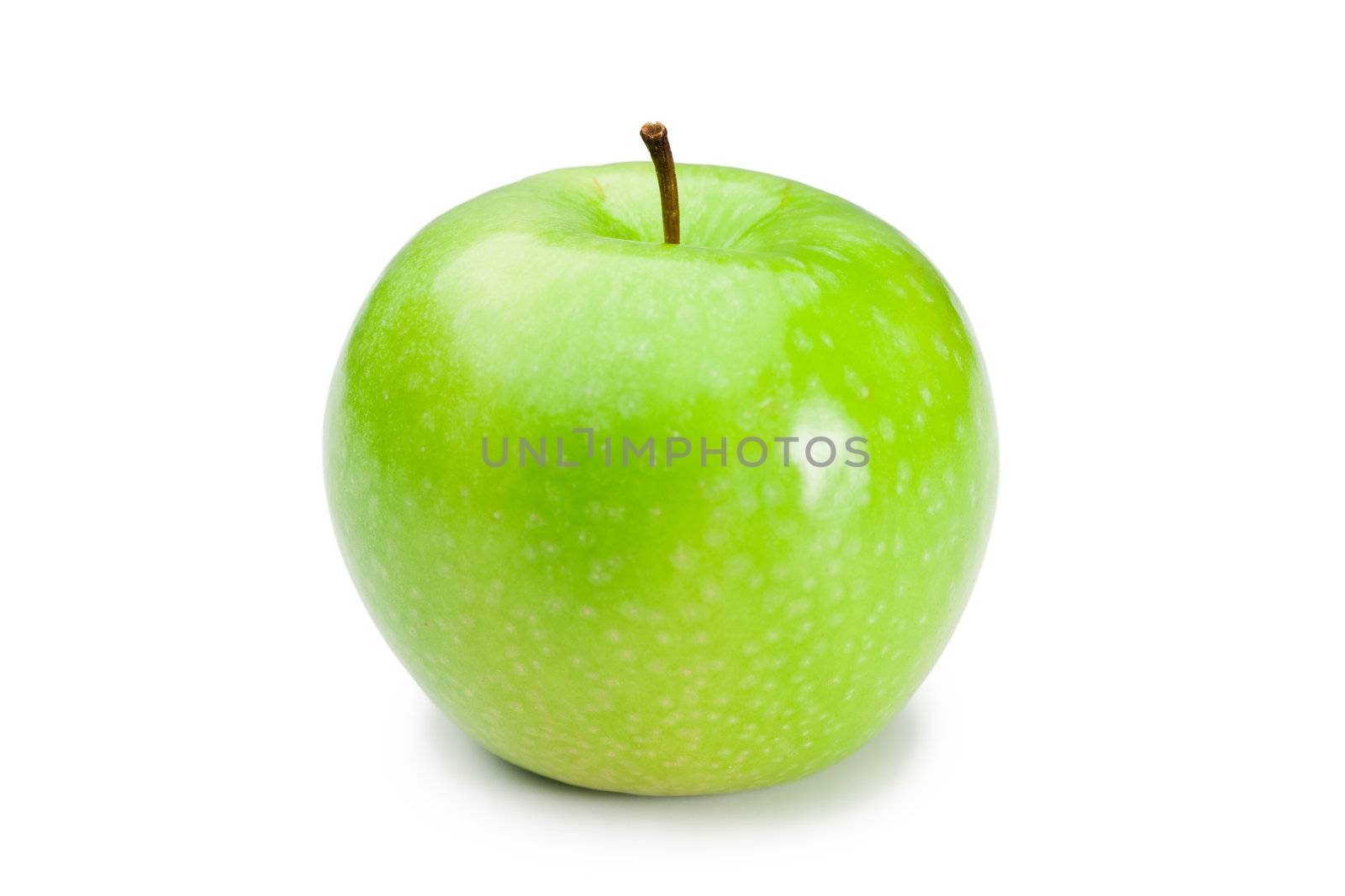 Green apple on a white background